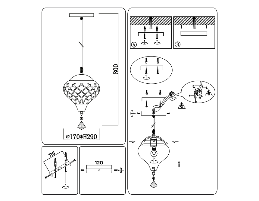 TR8441 WH белый E27 max 40W D170*800